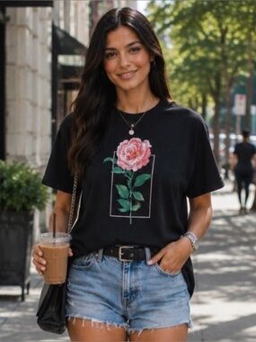 SHAWN MENDES X H&M 2019 The Tour Rose Graphic Tee Sz M Concert Merch Band Fan